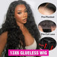 13x6 glueless wig with pre-plucked lace front, natural wavy black hair for women’s fashion