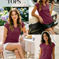Women's lightweight V-neck tops in burgundy, perfect for summer and fall fashion