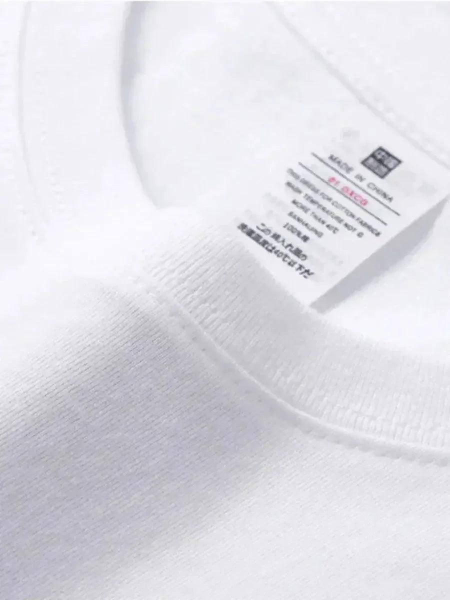 White cotton t-shirt with care label, soft fabric detail for women's fashion