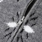 Grey zip-up sweater with geometric pattern, women's fashion