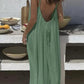 Woman in mint green backless maxi dress, summer fashion, beach style, casual elegance