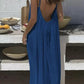 Blue backless maxi dress for women, summer fashion, beach style, casual wear