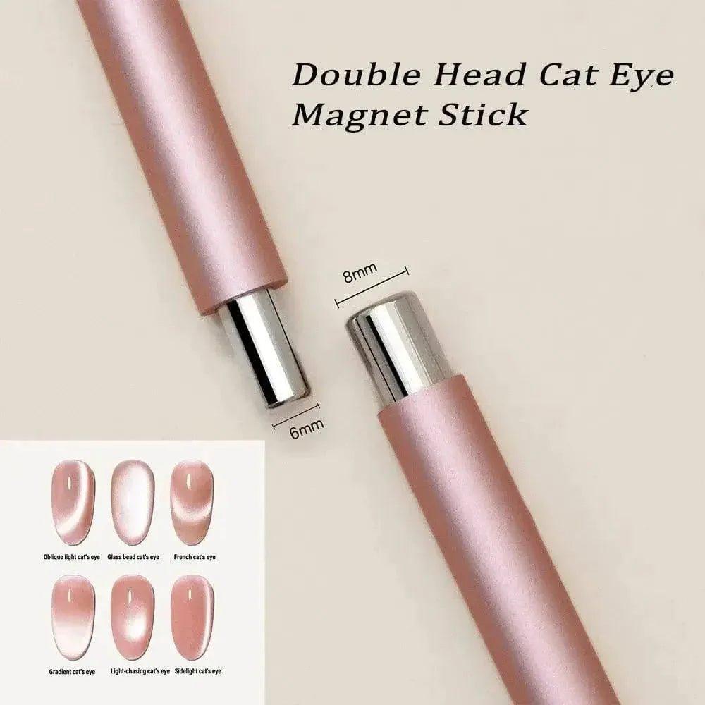 Double Head Cat Eye Magnet Stick for nail art with 6mm & 8mm tips, creates oblique, gradient, French cat eye effects