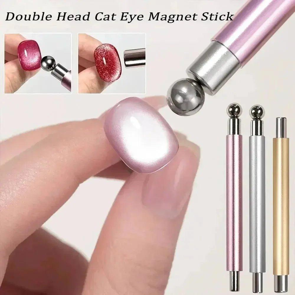 Double head cat eye magnet stick for nail art, creating shimmering effects on gel polish with magnetic tool