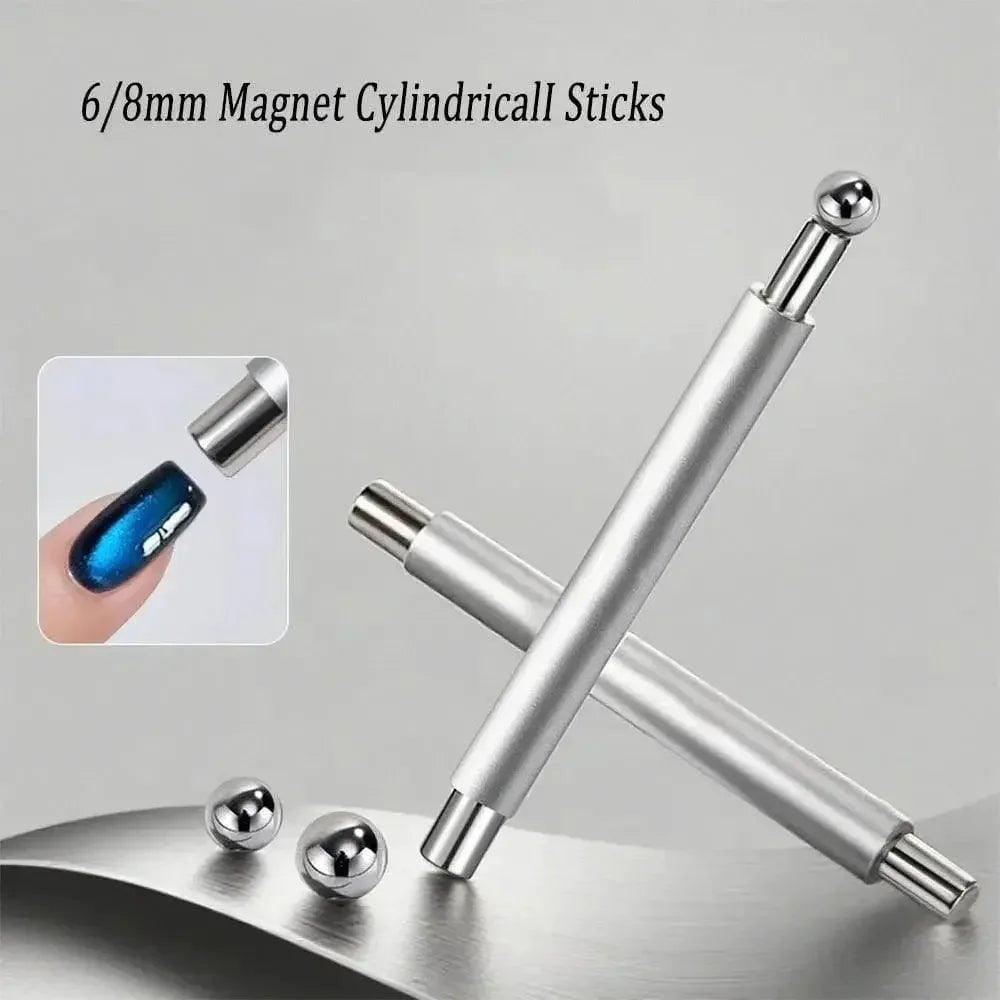 6/8mm magnet cylindrical sticks for nail art design, metallic tools with magnetic balls