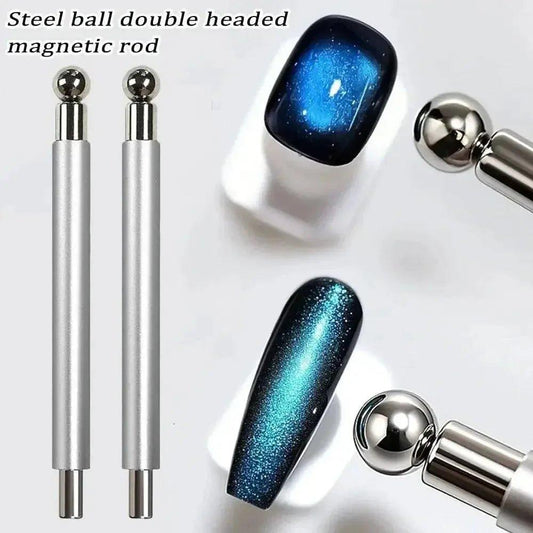 Steel ball double headed magnetic rod for cat eye nail polish effect