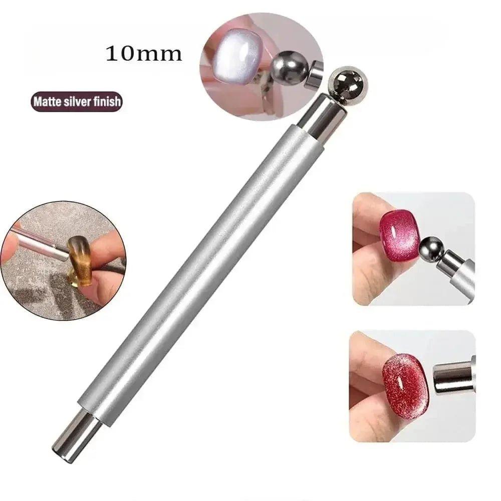 Matte silver 10mm nail art dotting tool for DIY manicure designs and glitter application