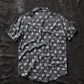 Black short sleeve shirt with skull and bowl print, women's fashion