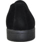 Black suede platform sneaker with thick sole, women's fashion footwear