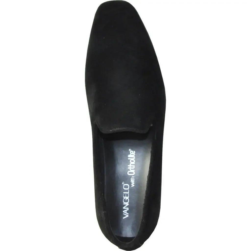 Black suede loafer with Ortholite insole, stylish women's fashion shoe