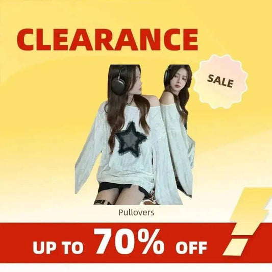 Clearance sale pullovers with star design, up to 70% off women's fashion