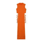 Orange sleeveless maxi dress with side lace-up detail, women's fashion