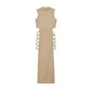 Beige sleeveless maxi dress with side lace-up detail, women's fashion