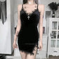 Black velvet lace chemise with cross pendant, gothic lingerie for women