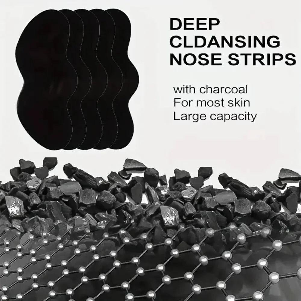 Deep cleansing charcoal nose strips for most skin types, large capacity, black peel-off strips with activated charcoal