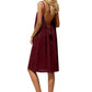 Women's burgundy backless sundress with tie detail, stylish summer fashion