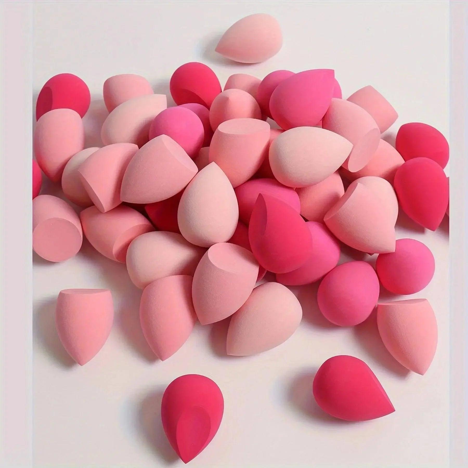 Pink and red makeup sponges for beauty application, perfect for flawless foundation blending