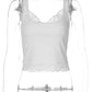 White lace trim camisole tank top for women, displayed on mannequin