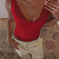 Red lace trim tank top for women, stylish summer fashion with delicate neckline detail