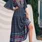 Elegant Casual Long Dress Boho Print Design Short Sleeve V Neck Summer Dress For Women 2024 Fashion - Womans Fashion