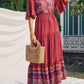 Elegant Casual Long Dress Boho Print Design Short Sleeve V Neck Summer Dress For Women 2024 Fashion - Womans Fashion