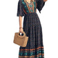 Elegant Casual Long Dress Boho Print Design Short Sleeve V Neck Summer Dress For Women 2024 Fashion - Womans Fashion