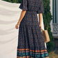 Elegant Casual Long Dress Boho Print Design Short Sleeve V Neck Summer Dress For Women 2024 Fashion - Womans Fashion