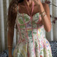 Elegant Printed Flower Women's Dress Contrast Sleeveless Halter Waist - Closed A - Line Lady Dresses Summer Fashion Vacation Robe - Womans Fashion