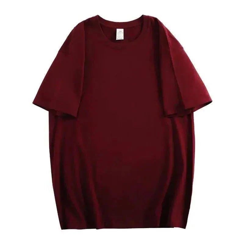 Burgundy oversized women's t-shirt, casual fashion top for everyday wear