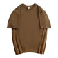 Brown oversized women's fashion t-shirt with relaxed fit and short sleeves