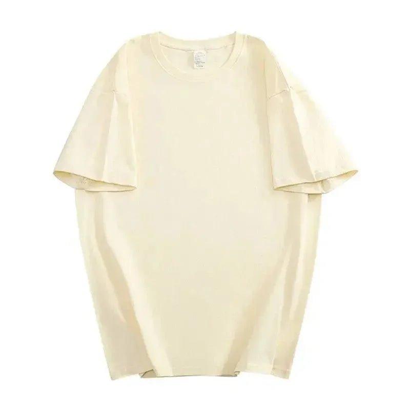 Cream oversized women's t-shirt, soft cotton, casual fashion top