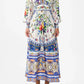Floral print maxi dress with V-neck, puff sleeves, and boho patterned hem for women's fashion