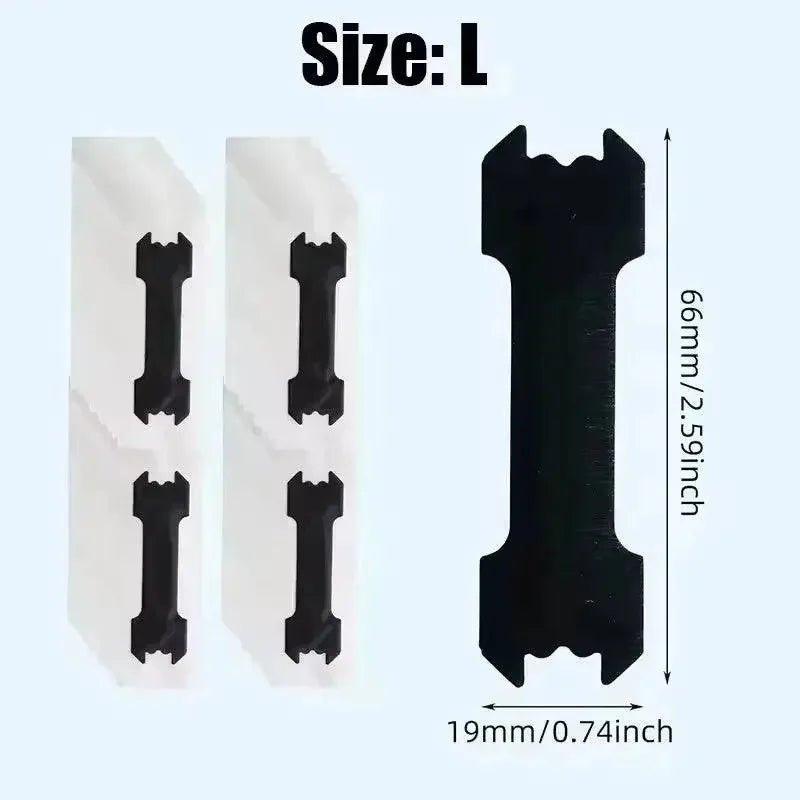 Size L black plastic clips, 66mm x 19mm, for fashion accessory assembly