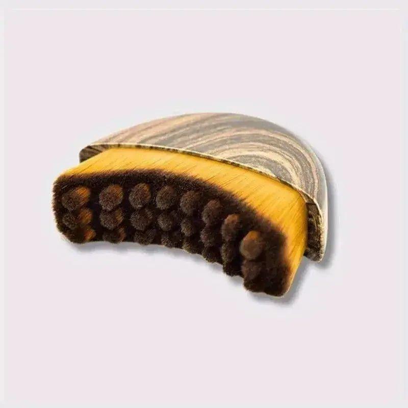 Curved wooden hairbrush with dense bristles for smooth styling