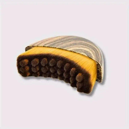 Curved wooden hairbrush with dense bristles for smooth styling