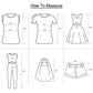 How to measure women's clothing sizes for dresses, tops, skirts, and shorts