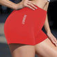 Red gymwear shorts with 'GYMWEAR' text, women's fitness fashion, stylish activewear for workouts
