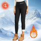 Women's black thermal leggings with 'Soft clouds' waistband, cozy fleece lining, perfect for winter fashion