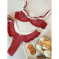 Red polka dot lingerie set with white lace trim, paired with cookies and ice cream for a sweet aesthetic