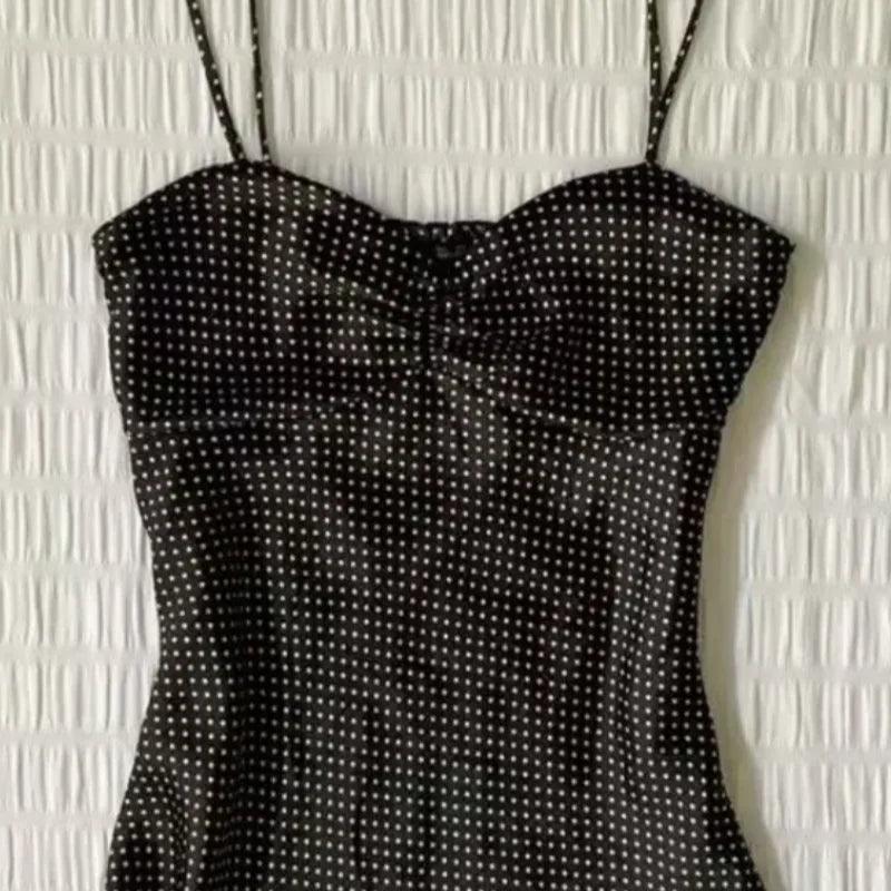 French Vintage Polka Dot Camisole Vest Women Summer Folds Sleeveless Y2k Crop Halter Tops Sweet hottie Slim Outerwear Tanks - Womans Fashion