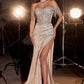 Elegant off-shoulder sequin gown with fringe and high slit for women's fashion events