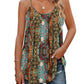 Boho floral print tank top with spaghetti straps, paired with ripped jeans for women's fashion