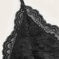 Black lace lingerie with floral detailing and scalloped edges, elegant women's fashion