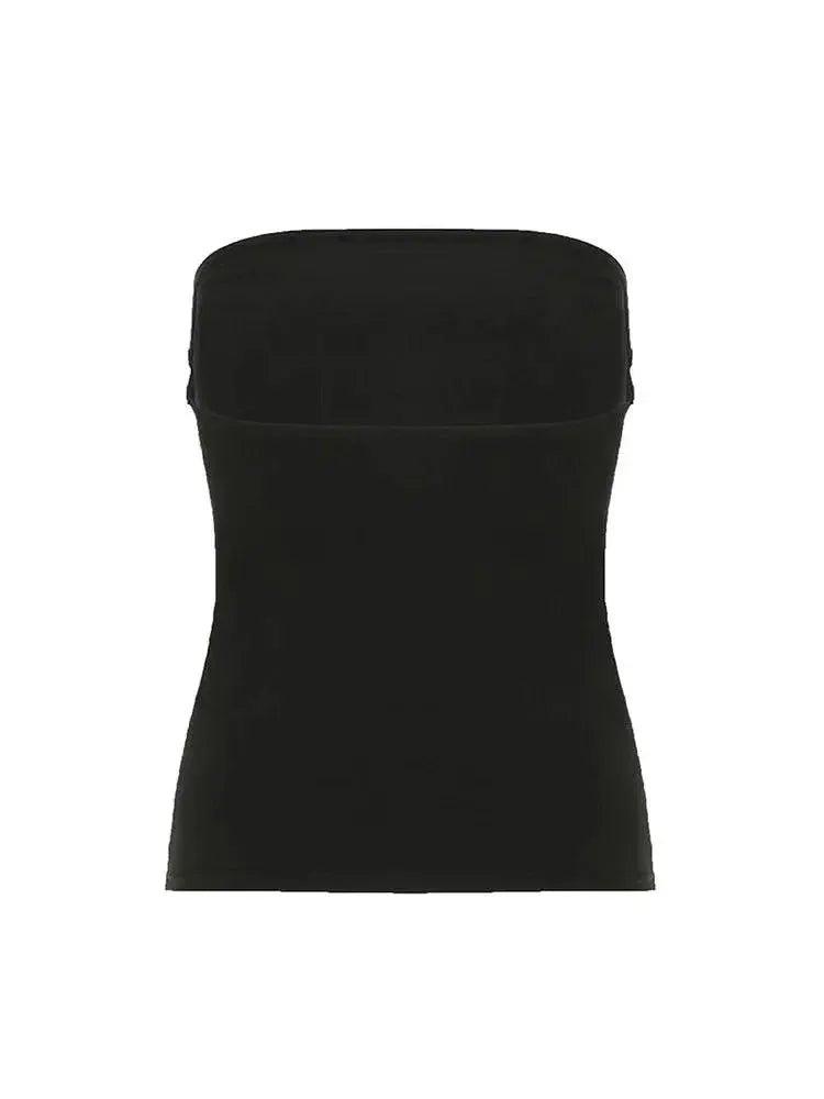 Black strapless tube top for women's fashion, sleek and form-fitting design