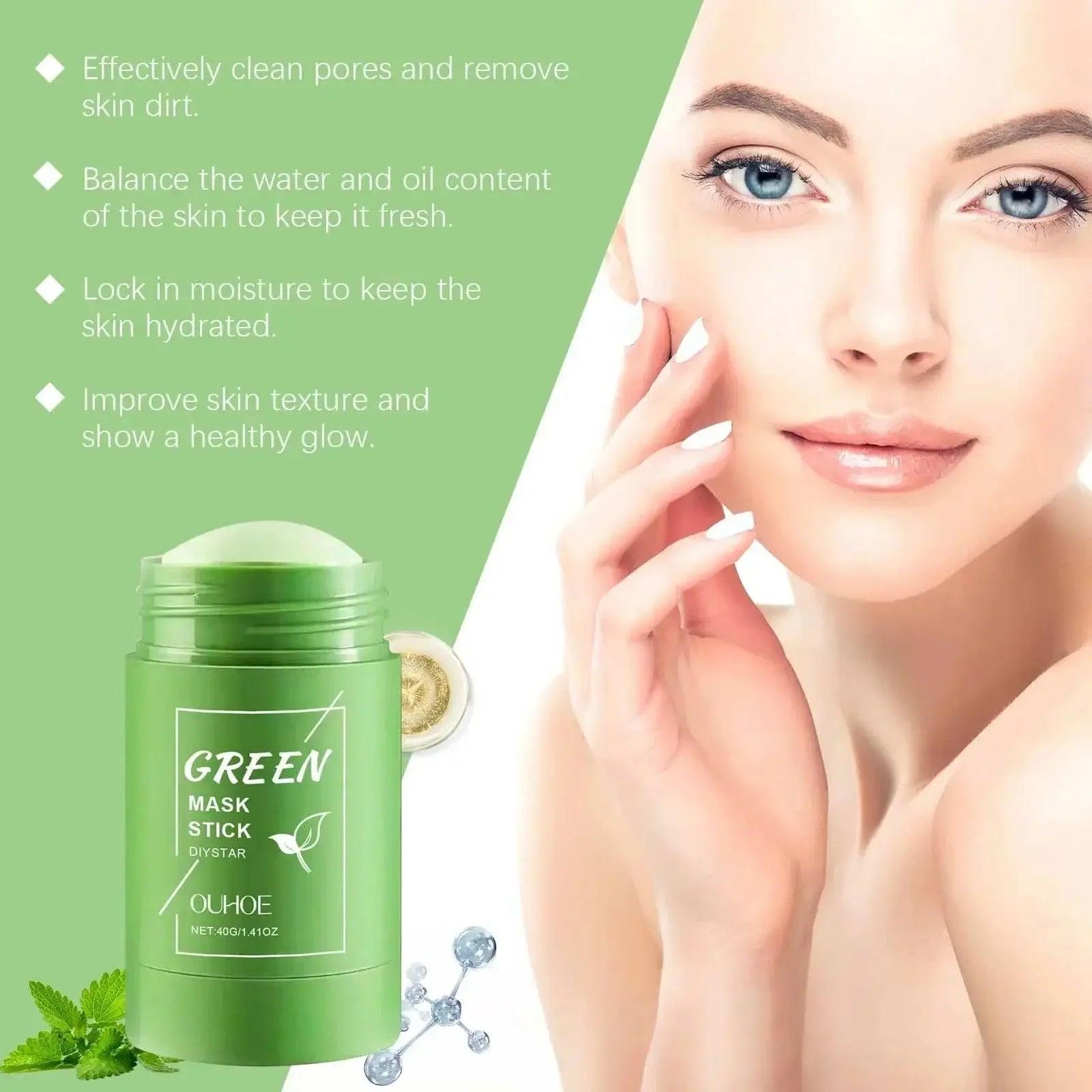 Green Mask Stick for clean pores, hydrated skin & healthy glow – beauty skincare product