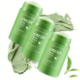 Green Mask Stick for face care, natural skincare product with leaf design, beauty and fashion essentials