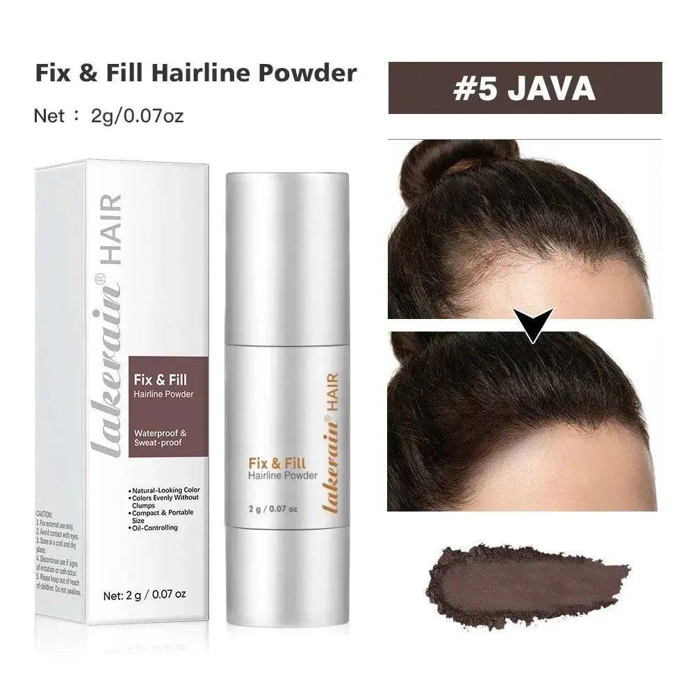 Lakerain Fix & Fill Hairline Powder #5 Java for natural-looking hairline coverage, waterproof & oil-controlling