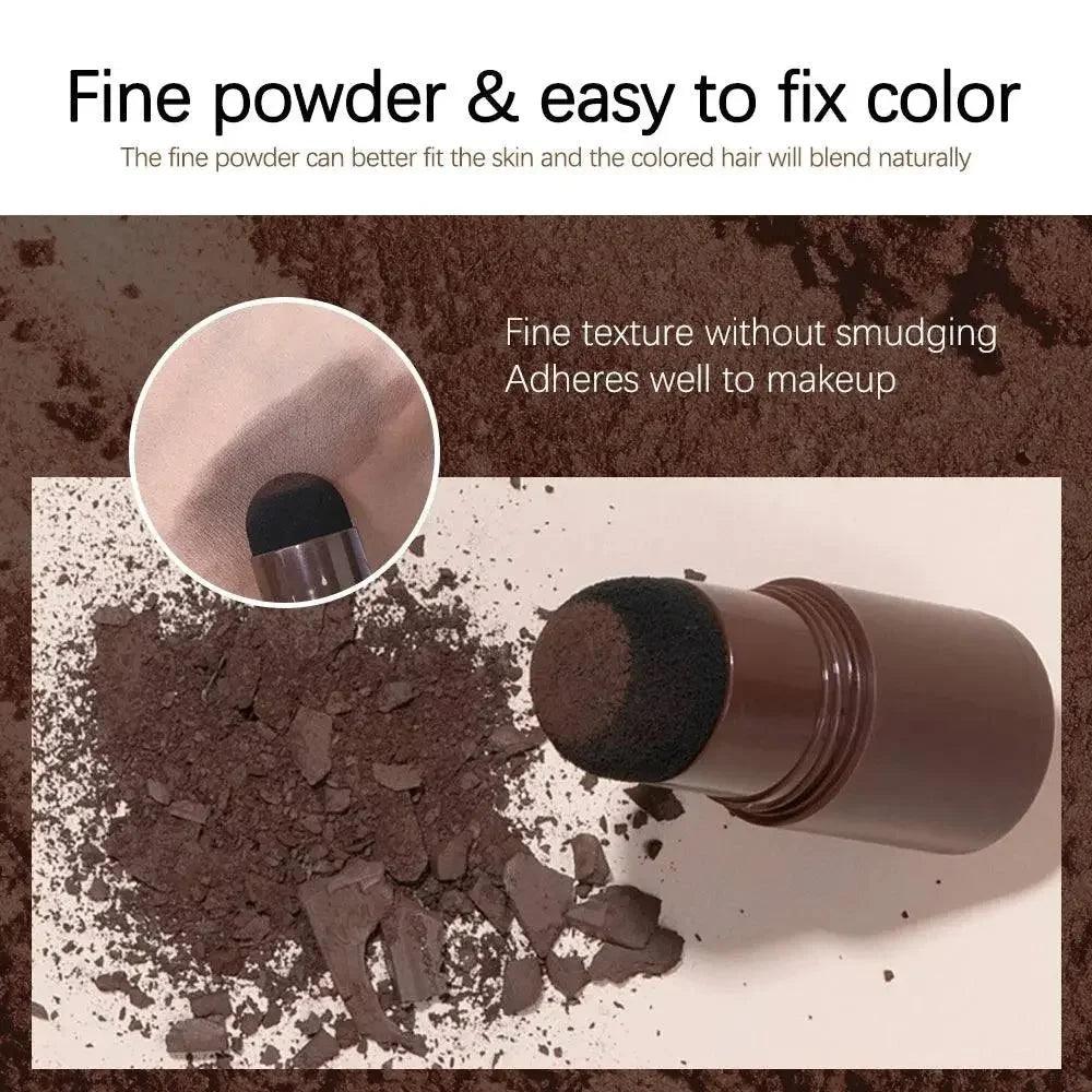Fine powder makeup stick with sponge applicator, easy to fix color, blends naturally without smudging