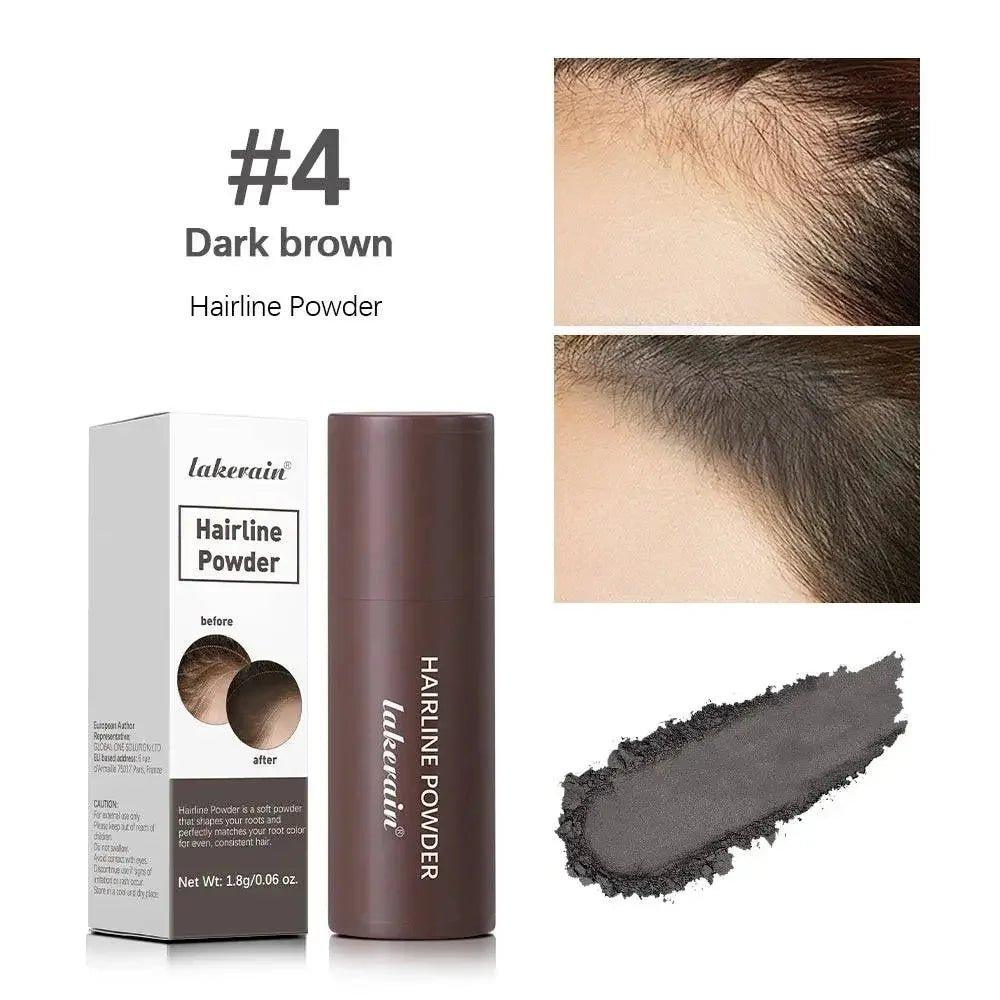 Lakerain Hairline Powder #4 Dark Brown for natural-looking root touch-up and hairline definition