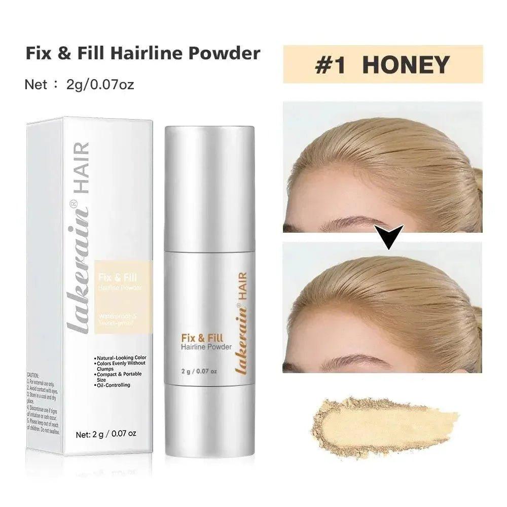 Lakerain Fix & Fill Hairline Powder in Honey shade, natural-looking hairline enhancer for women's fashion beauty